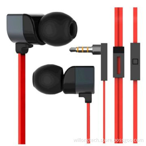 Colorful metallic cool earphone, noise-cancelling with mic for mobile phone